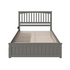 Queen Platform Bed with Mission Headboard, 2 Underbed Drawers & USB Charging, Solid Wood, Grey