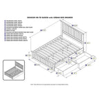 Queen Platform Bed with Mission Headboard, 2 Underbed Drawers & USB Charging, Solid Wood, Grey