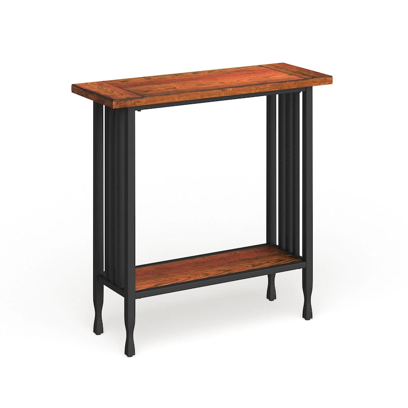 Peter Matte Black Slatted Mission Oak Hall Stand