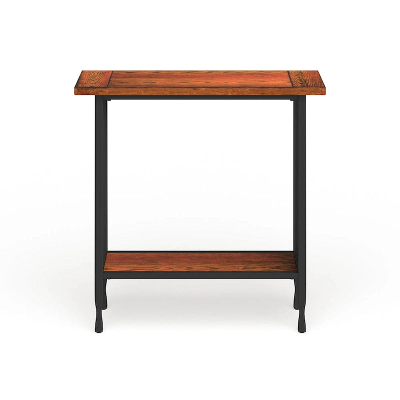 Mission Style Hall Stand Console Table, Solid Ash & Oak Veneer, Matte Black Metal Base, 30"W x 30"H