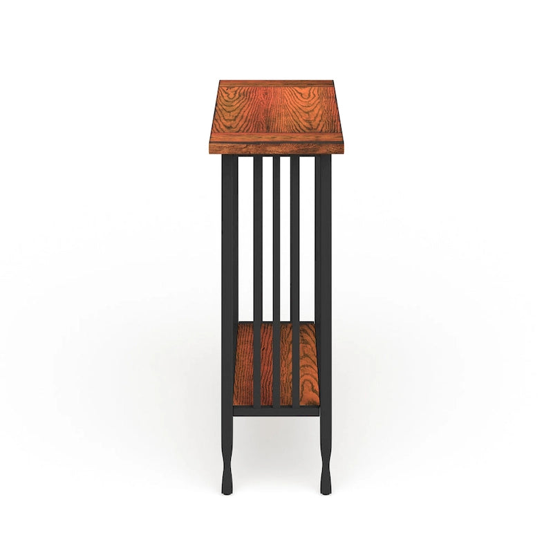 Mission Style Hall Stand Console Table, Solid Ash & Oak Veneer, Matte Black Metal Base, 30"W x 30"H