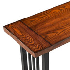 Mission Style Hall Stand Console Table, Solid Ash & Oak Veneer, Matte Black Metal Base, 30"W x 30"H