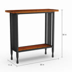 Mission Style Hall Stand Console Table, Solid Ash & Oak Veneer, Matte Black Metal Base, 30"W x 30"H