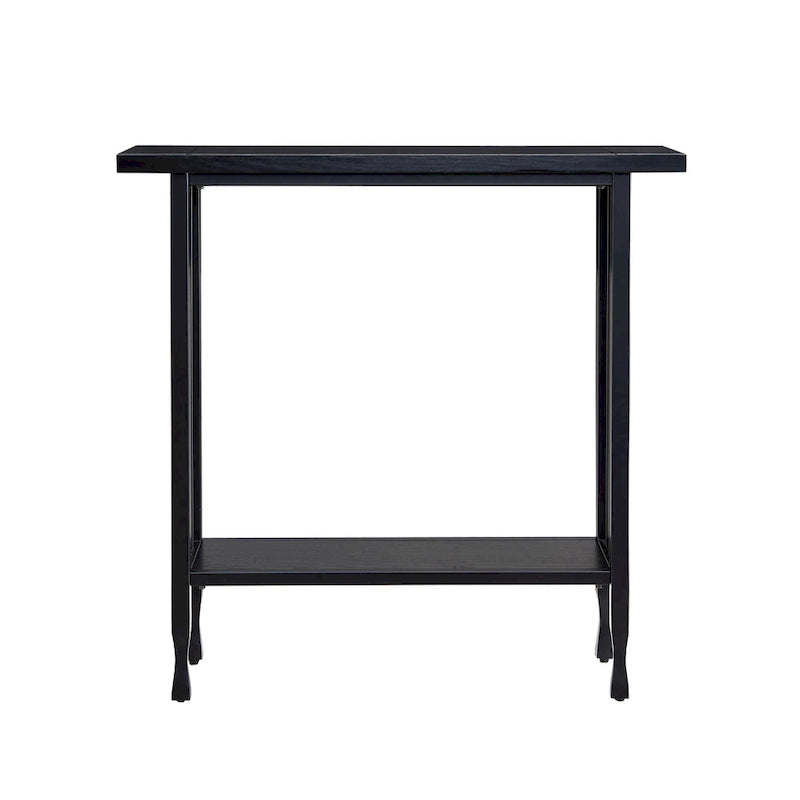Mission Style Hall Stand Console Table, Solid Ash & Oak Veneer, Matte Black Metal Base, 30"W x 30"H