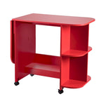 Foldable Rolling Sewing Table with 4 Side Shelves & Locking Casters – Farmhouse Red, 31.5"-51"W