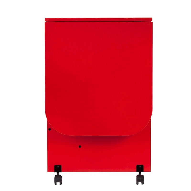 Foldable Rolling Sewing Table with 4 Side Shelves & Locking Casters – Farmhouse Red, 31.5"-51"W