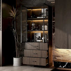 Aluminum and Glass Lighted Cabinet Customizable for Buffet/Bookshelf