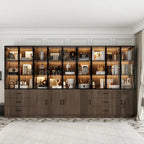 Aluminum and Glass Lighted Cabinet Customizable for Buffet/Bookshelf