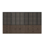 Aluminum and Glass Lighted Cabinet Customizable for Buffet/Bookshelf