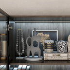 Aluminum and Glass Lighted Cabinet Customizable for Buffet/Bookshelf