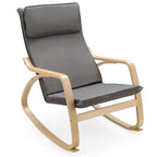 Bentwood Rocking Chair with Fabric Cushion, High Backrest & Curved Armrests, 330 lbs Capacity