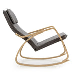 Bentwood Rocking Chair with Fabric Cushion, High Backrest & Curved Armrests, 330 lbs Capacity