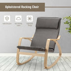Bentwood Rocking Chair with Fabric Cushion, High Backrest & Curved Armrests, 330 lbs Capacity