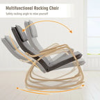 Bentwood Rocking Chair with Fabric Cushion, High Backrest & Curved Armrests, 330 lbs Capacity