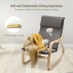 Bentwood Rocking Chair with Fabric Cushion, High Backrest & Curved Armrests, 330 lbs Capacity