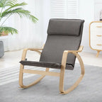 Bentwood Rocking Chair with Fabric Cushion, High Backrest & Curved Armrests, 330 lbs Capacity