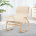 Bentwood Rocking Chair with Fabric Cushion, High Backrest & Curved Armrests, 330 lbs Capacity