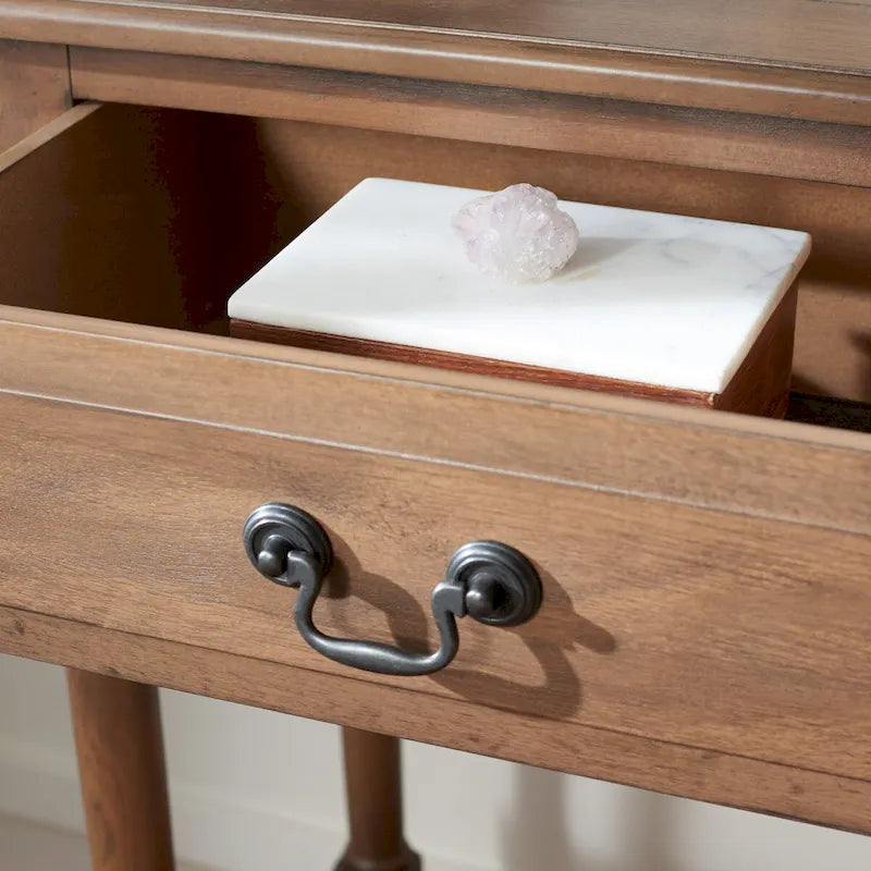 2-Drawer Console Table with Open Shelf, 35.5"W x 13"D x 29.5"H, Entryway Accent Table