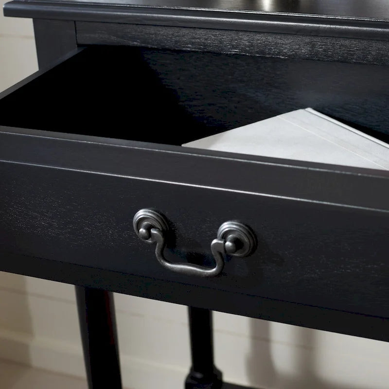 2-Drawer Console Table with Open Shelf, 35.5"W x 13"D x 29.5"H, Entryway Accent Table