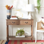 2-Drawer Console Table with Open Shelf, 35.5"W x 13"D x 29.5"H, Entryway Accent Table