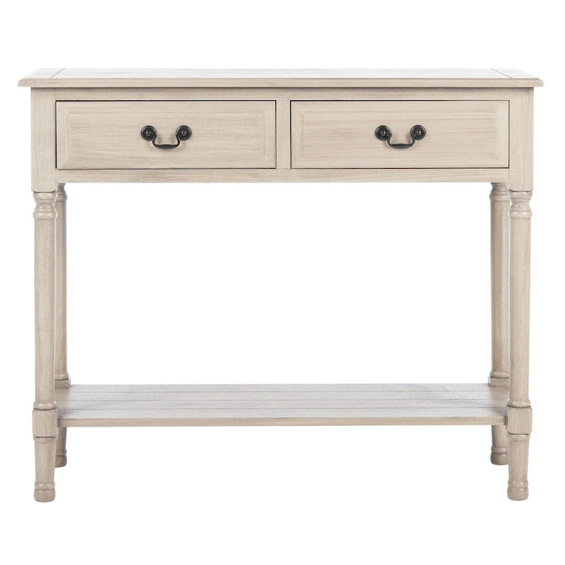 2-Drawer Console Table with Open Shelf, 35.5"W x 13"D x 29.5"H, Entryway Accent Table