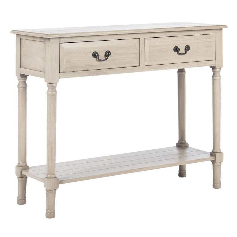 2-Drawer Console Table with Open Shelf, 35.5"W x 13"D x 29.5"H, Entryway Accent Table