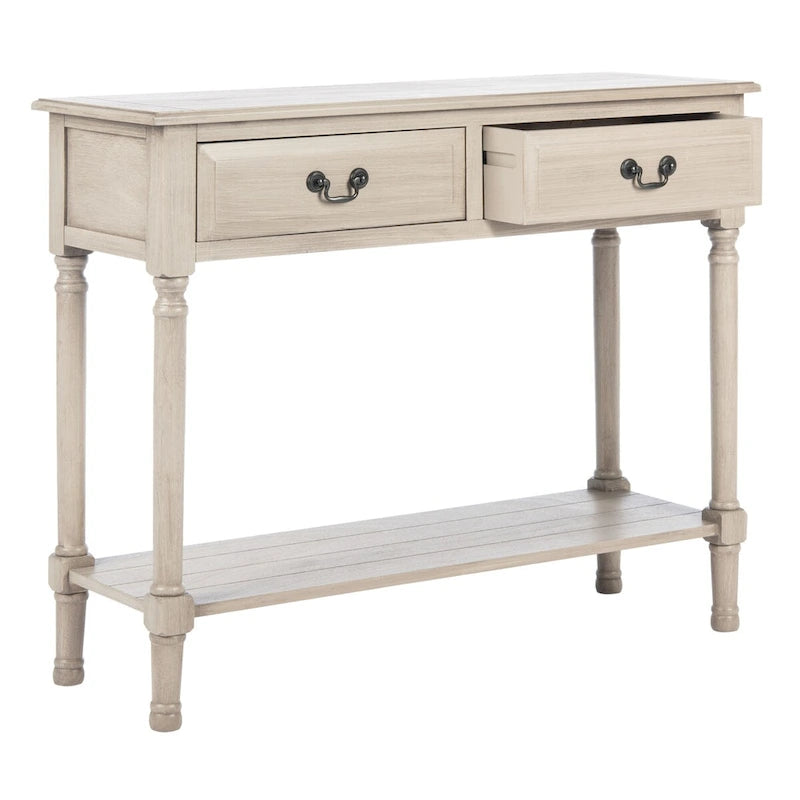 2-Drawer Console Table with Open Shelf, 35.5"W x 13"D x 29.5"H, Entryway Accent Table