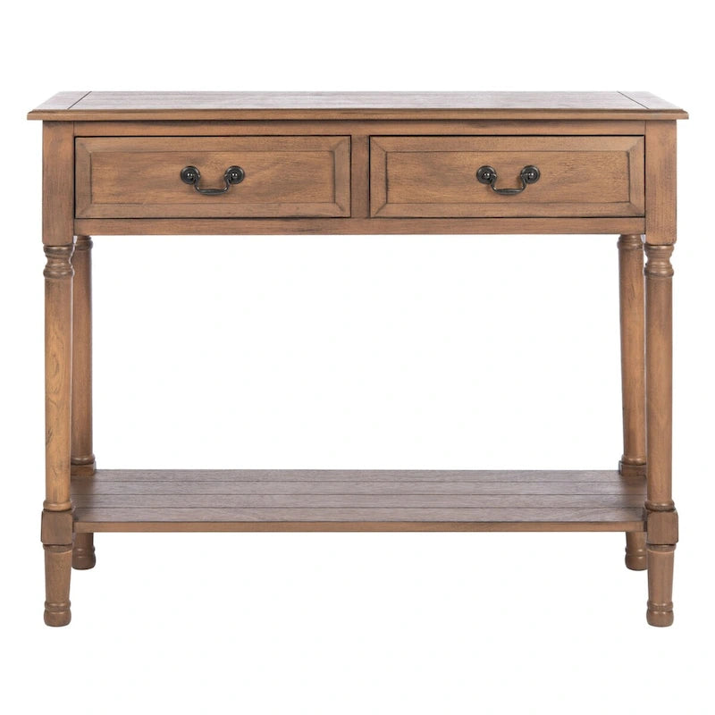 2-Drawer Console Table with Open Shelf, 35.5"W x 13"D x 29.5"H, Entryway Accent Table