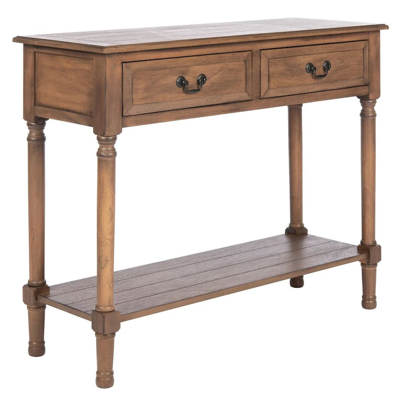 2-Drawer Console Table with Open Shelf, 35.5"W x 13"D x 29.5"H, Entryway Accent Table