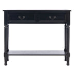2-Drawer Console Table with Open Shelf, 35.5"W x 13"D x 29.5"H, Entryway Accent Table