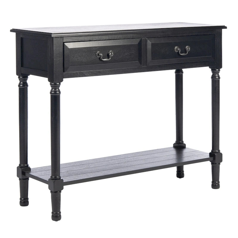 2-Drawer Console Table with Open Shelf, 35.5"W x 13"D x 29.5"H, Entryway Accent Table