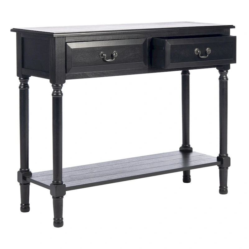 2-Drawer Console Table with Open Shelf, 35.5"W x 13"D x 29.5"H, Entryway Accent Table