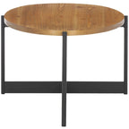 Oval Fir Wood Coffee Table with Black Metal Base, 48.8"W x 25.2"D x 16"H, Modern Style