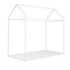 Twin Size Kids House Bed Frame, Metal Platform, Height Adjustable, 350 lb Capacity, No Box Spring