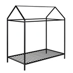Twin Size Kids House Bed Frame, Metal Platform, Height Adjustable, 350 lb Capacity, No Box Spring