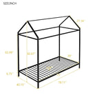 Twin Size Kids House Bed Frame, Metal Platform, Height Adjustable, 350 lb Capacity, No Box Spring