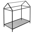 Twin Size Kids House Bed Frame, Metal Platform, Height Adjustable, 350 lb Capacity, No Box Spring