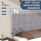 Linen Upholstered Platform Bed Wood Bed Frame with Headboard, No Box Spring Needed, Noise Free, T/F/Q Size
