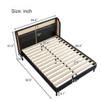 Modern Cannage Rattan Wood Platform Queen Bed