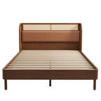Modern Cannage Rattan Wood Platform Queen Bed