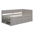 Twin Size Daybed with 2 Pull-Out Drawers & 3 Shelves, Wood Frame, Modern Storage Bed