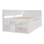 Twin Size Daybed with 2 Pull-Out Drawers & 3 Shelves, Wood Frame, Modern Storage Bed