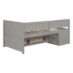 Twin Size Daybed with 2 Pull-Out Drawers & 3 Shelves, Wood Frame, Modern Storage Bed