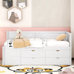 Twin Size Daybed with 2 Pull-Out Drawers & 3 Shelves, Wood Frame, Modern Storage Bed