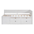 Twin Size Daybed with 2 Pull-Out Drawers & 3 Shelves, Wood Frame, Modern Storage Bed