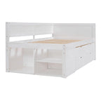 Twin Size Daybed with 2 Pull-Out Drawers & 3 Shelves, Wood Frame, Modern Storage Bed