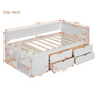 Twin Size Daybed with 2 Pull-Out Drawers & 3 Shelves, Wood Frame, Modern Storage Bed