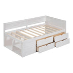Twin Size Daybed with 2 Pull-Out Drawers & 3 Shelves, Wood Frame, Modern Storage Bed