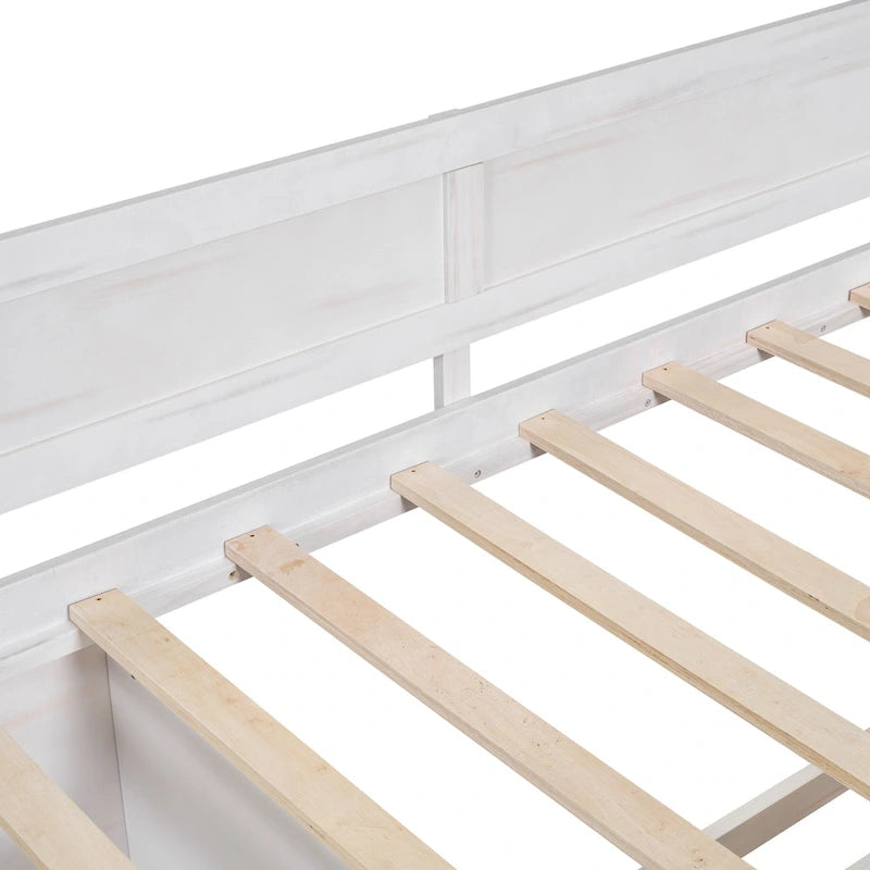 Twin Size Daybed with 2 Pull-Out Drawers & 3 Shelves, Wood Frame, Modern Storage Bed