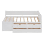 Twin Size Daybed with 2 Pull-Out Drawers & 3 Shelves, Wood Frame, Modern Storage Bed